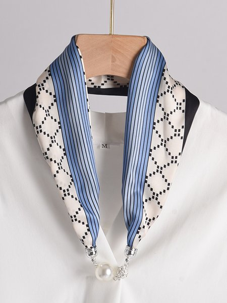 

Elegant Imitation Pearl Magnetic Buckle Silk Scarf, Color8, Scarves