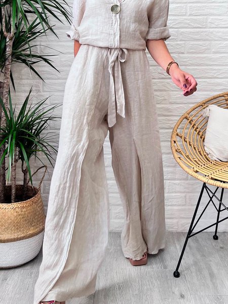 

Casual Plain Regular Fit Pants, As picture, Pants