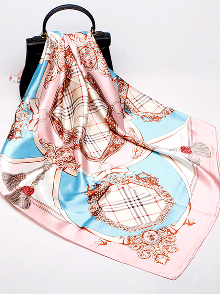 

Satin printed square scarf, Pink, Scarves