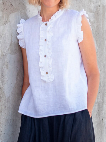 

Loose Casual Linen Style Tank Top, White, Blouses & Shirts