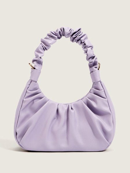 

Casual Ruched Baguette Bag Versatile Underarm Bag, Purple, Bags