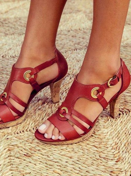 

Casual Plain Slip On High Heel Stiletto Sandals, Wine red, Sandals