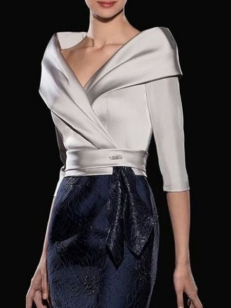

Elegant Others Loose Plain Shirt, Silver gray, Blouses and Shirts