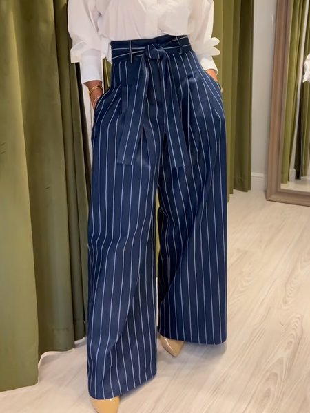 

Urban Regular Fit Striped Pants, Blue, Pants