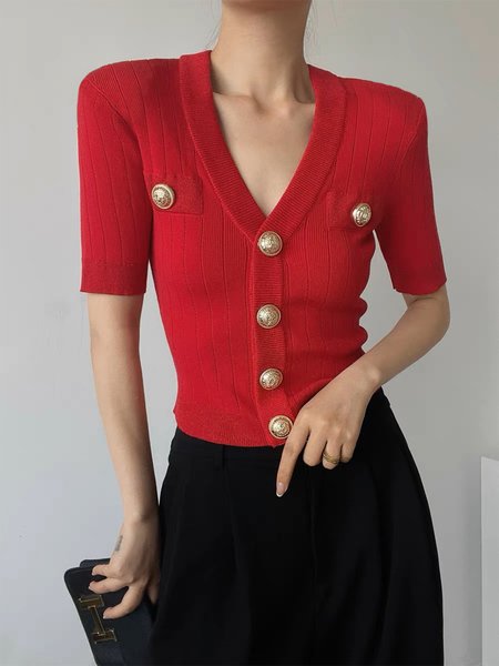 

Regular Fit Urban Plain Short Sleeve Shirt, Red, Blouses and Shirts