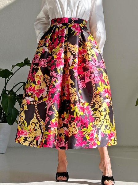 

Printing Urban Abstract Loose Skirt, As picture, Skirts