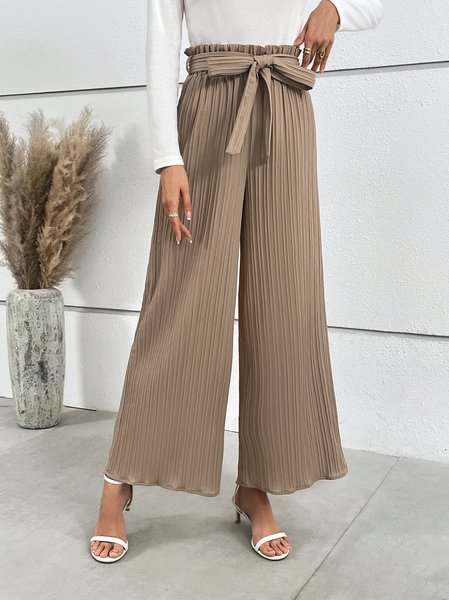 Casual Plain Long Pant, Khaki, Pants