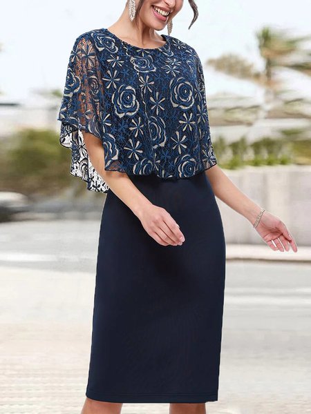 

Loose Crew Neck Elegant Dress, Dark blue, Dresses