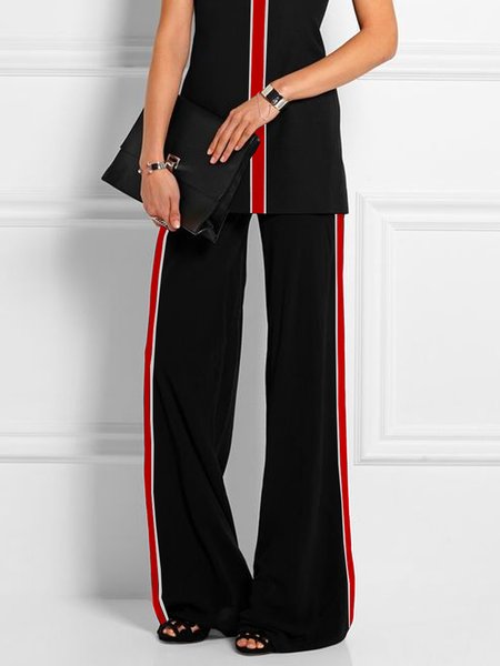 

Color Block Regular Fit Urban Fashion Pants, Black, Pants