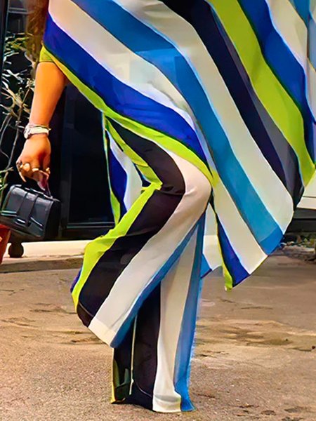 

Regular Fit Striped Vacation Fashion Pants, As picture, Pants
