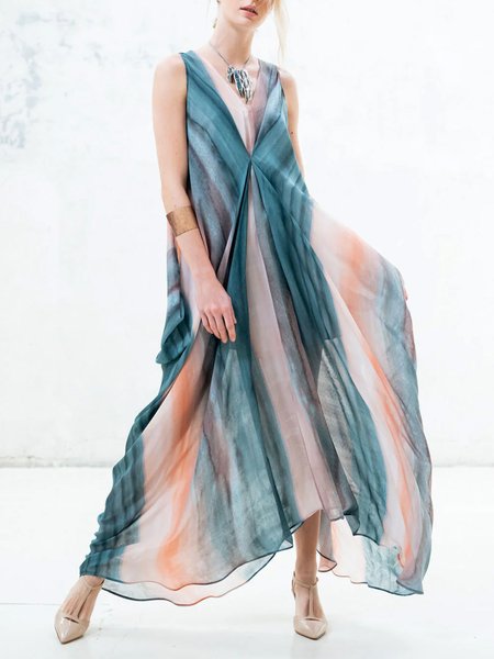 

Loose Vacation Maxi Dress With No Belt, As picture, Maxi Dresses