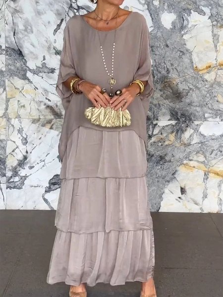 

Women's Elegant Chiffon Cake Skirt, Green, Dresses