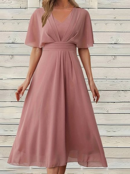 

Chiffon Elegant Plain Loose Dress, Pink, Dresses