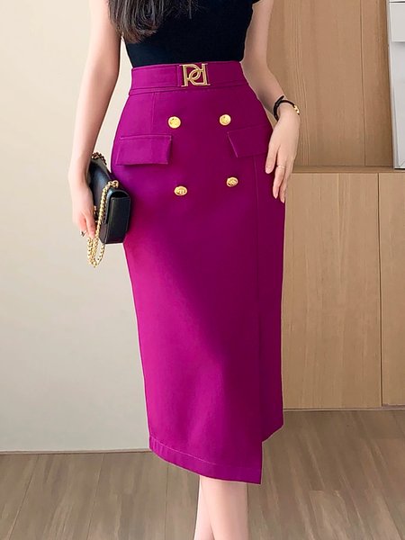 

Urban Plain Regular Fit Midi Skirt, Deep pink, Skirts