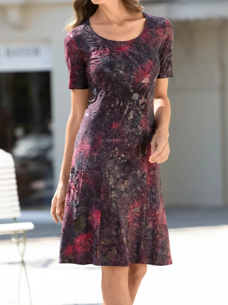 

Regular Fit Crew Neck Simple Dress, Red, Dresses