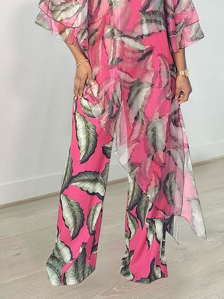 

Loose Leaf Elegant Long Pants Straight pants, As picture, Pants