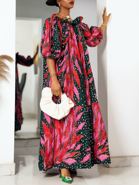 

Cold Shoulder Loose Plants Vacation Dress, As picture, Maxi Dresses