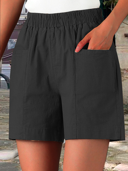 

Women's Shorts Plain Pocket Short Plus Size Shorts Micro-elastic High Waist Simple Casual Street Daily Wear, Black, Shorts