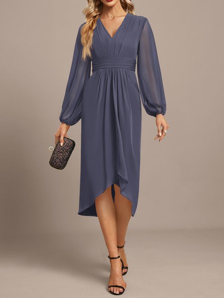 

Elegant Plain Chiffon Dress, Dark blue, Dresses
