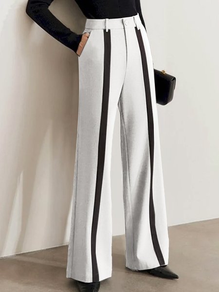 

Loose Striped Urban Pants, Black-white, Pants