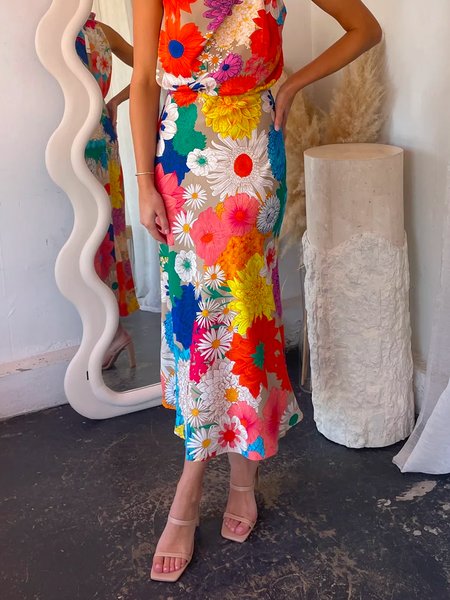 

Vacation Regular Fit Floral Midi Skirt, As picture, Skirts