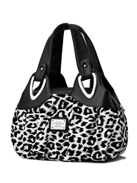

Large Capacity Multi-layer Liner Ruched Tote Bag, Black-white, Bags