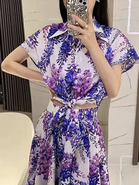 

Urban Shirt Collar Regular Fit Blouse, Purple, Blouses and Shirts