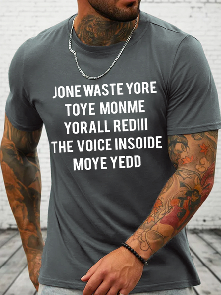 

Cotton Don't Waste Your Time On Me You're Already The Voice Inside Loose Text Letters Casual T-Shirt, Deep gray, T-shirts