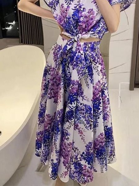 

Midi Regular Fit Urban Floral Skirt, Purple, Skirts