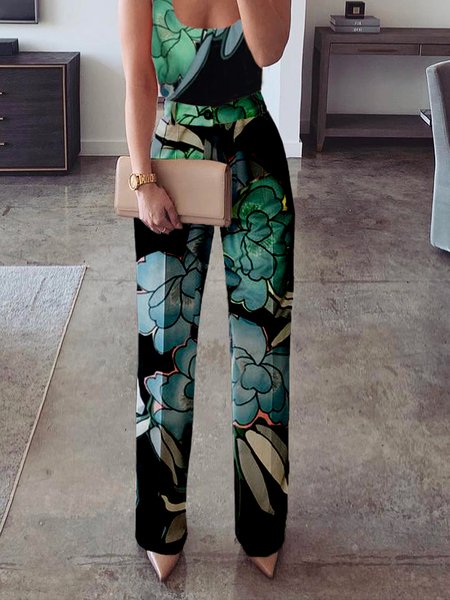 

Vacation Floral Regular Fit Fashion Pants, As picture, Pants