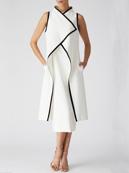 

Color Block Loose Urban Sleeveless Kimono, White, Kimonos