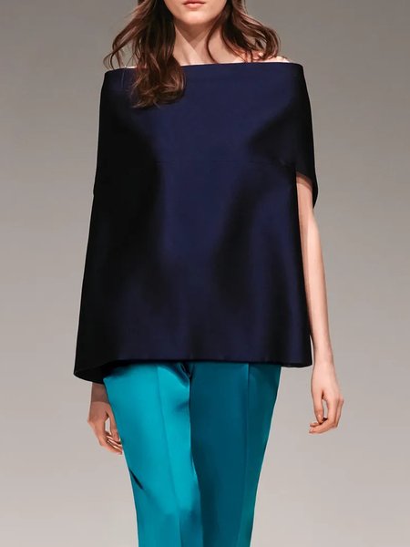 

Loose Urban Cold Shoulder Shirt, Deep blue, Blouses and Shirts