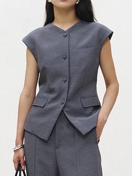 

Urban Regular Fit Plain Vest, Gray, Vests and Gilets