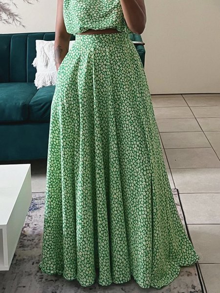 

Daily Pocket Stitching Regular Fit Urban Skirt, Green, Skirts