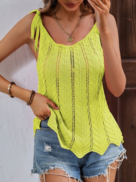 

Casual Spaghetti Plain Tank Top, Yellow, Tanks & Camis