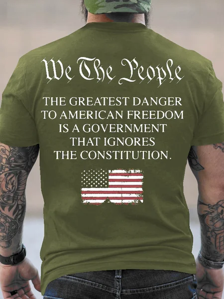 

Cotton Limited Edition Flag Casual Crew Neck T-Shirt, Green, T-shirts