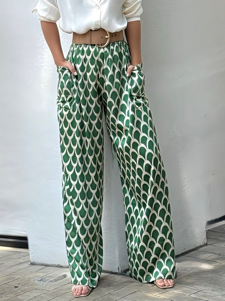 

Geometric Pocket Stitching Regular Fit Urban Fashion Pants, Green, Pants