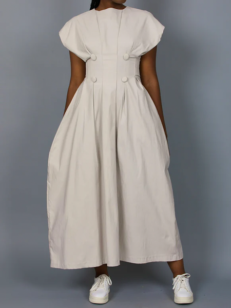 

Urban Regular Fit Crew Neck Cap Sleeve Maxi Dress, As picture, Maxi Dresses
