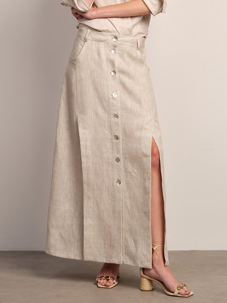 

Vacation Plain Regular Fit Long Skirt, As picture, Skirts
