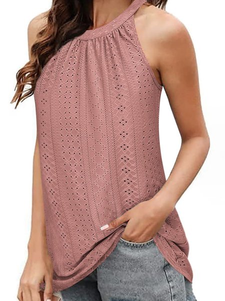 Casual Spaghetti Plain Tank Top, Coral, Tanks & Camis