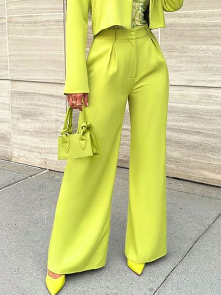 

Regular Fit Plain Urban Pants, Yellow, Pants