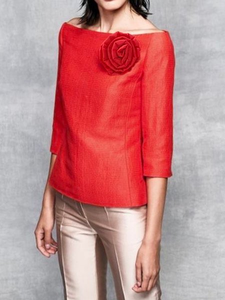 

Urban Regular Fit Boat Neck Plain Shirt, Orange, Blouses and Shirts