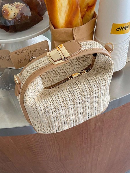 

Minimalist Mini Straw Bag Vacation Handbag with Crossbody Strap, As picture, Bags