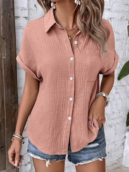 

Casual Loose Cotton And Linen Blouse, Pink, Blouses & Shirts