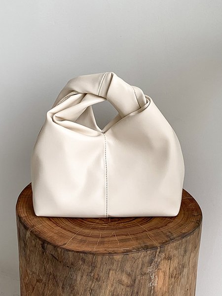 

Casual Twist Ruched Clutch Bag Soft PU Magnetic Handbag, White, Bags