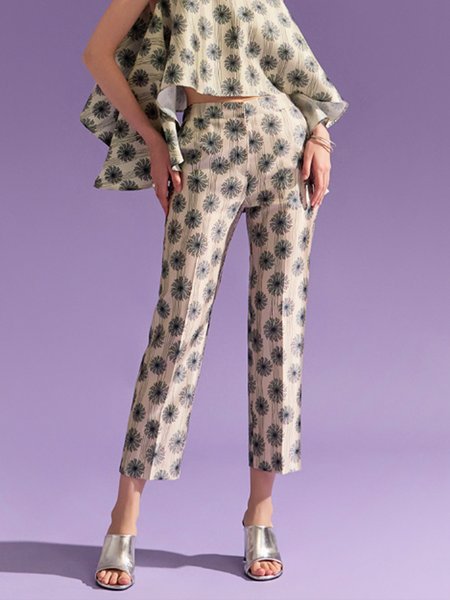 

Vacation Regular Fit Floral Pants, As picture, Pants