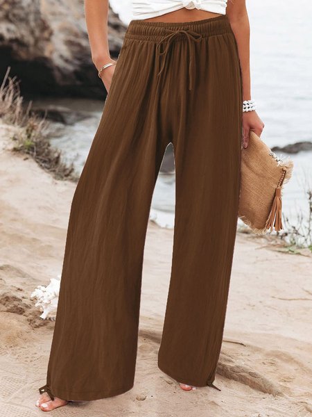

Plain Loose Casual Pants, Coffee, Pants
