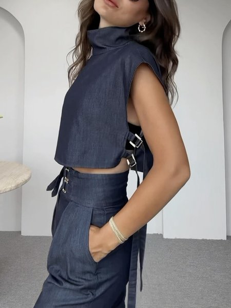 

Regular Fit Turtleneck Plain Urban Shirt, Dark blue, Blouses and Shirts