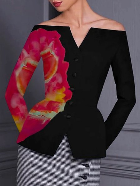 

Urban Boat Neck Floral Regular Fit Blazer, Black, Blazers