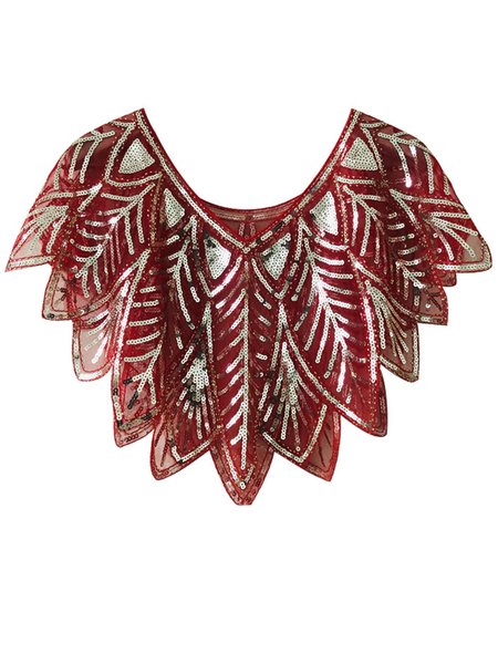 

Glitter Loose Crew Neck Elegant Cloak, Wine red, Coats